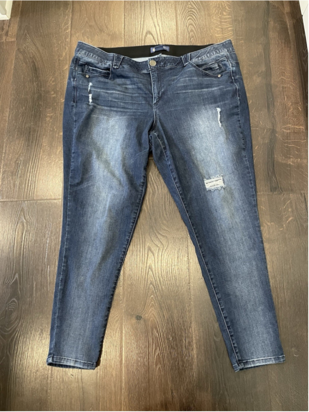 Democracy "Ab" solution Distressed Skinny Denim Blue Jeans, Women's Size 22